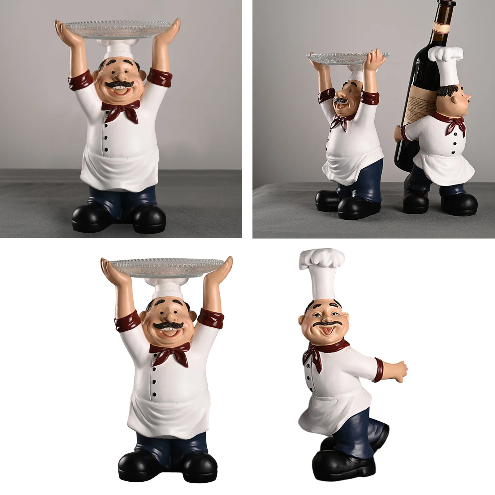 Country Retro Chef Statue Figurines Storage Sculpture Kitchen Home Dinner Resin Cook Shape For Interior Room Ornaments