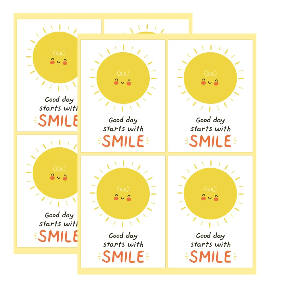 96pcs Good Day Starts With Smile Stickers Seal Labels For Small Store Decor Label Cute Cartoons Stickers For Stationery