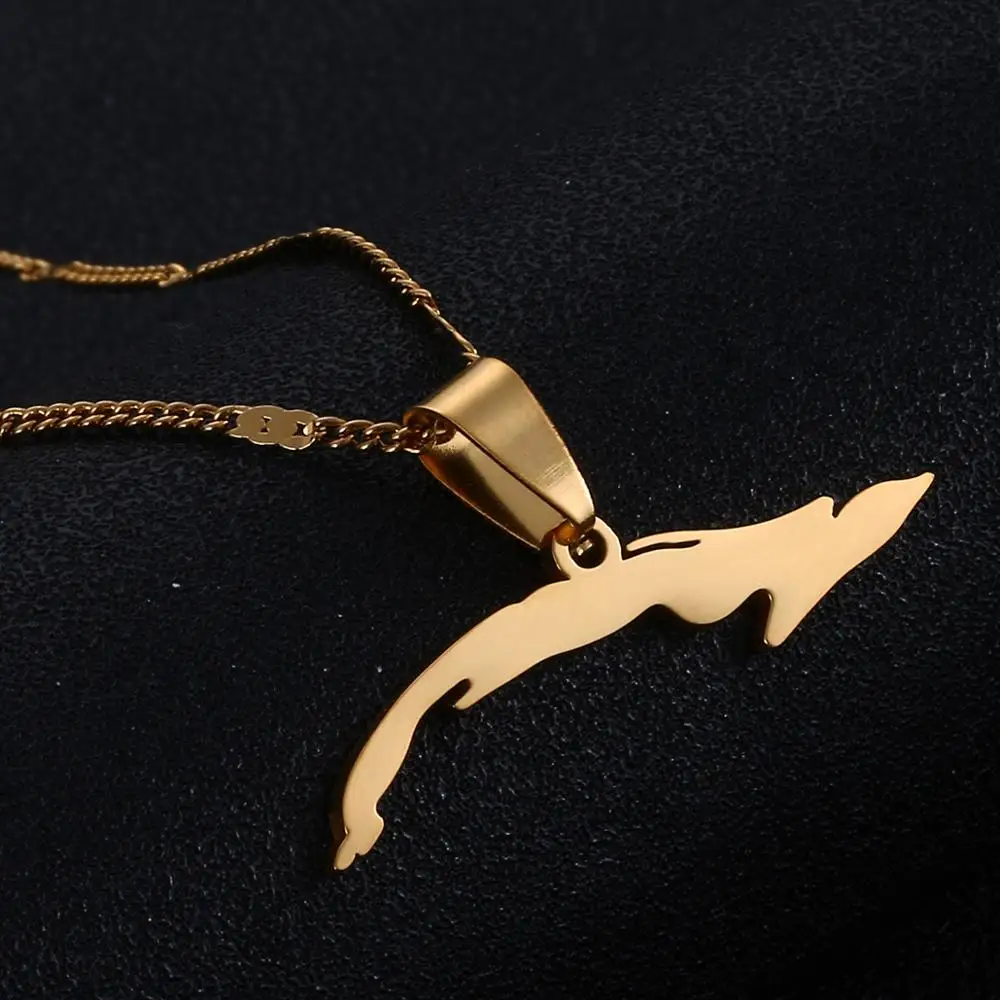 Stainless Steel Gold Color Cuba Map Necklaces For Women Map of Cuba Charm Jewelry