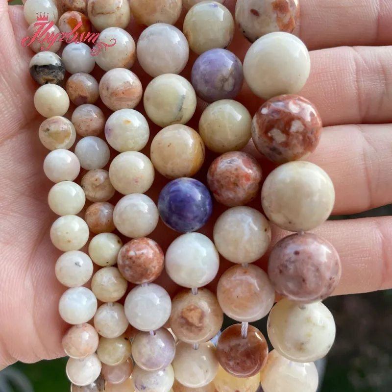 Natural AA Opal Round Smooth Loose Stone Beads 6/8/10/12mm for DIY Accessories Necklace Bracelet Jewelry Making 7inch/15inch