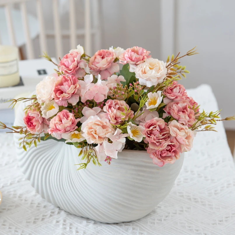 Mini-Seiden-Teerosenknospen, künstliche Pflanzen für die Vase, für Zuhause, Silvester, Weihnachtsdekorationen, Hochzeit, Brautstrauß, Kunstblumen – Detail 5