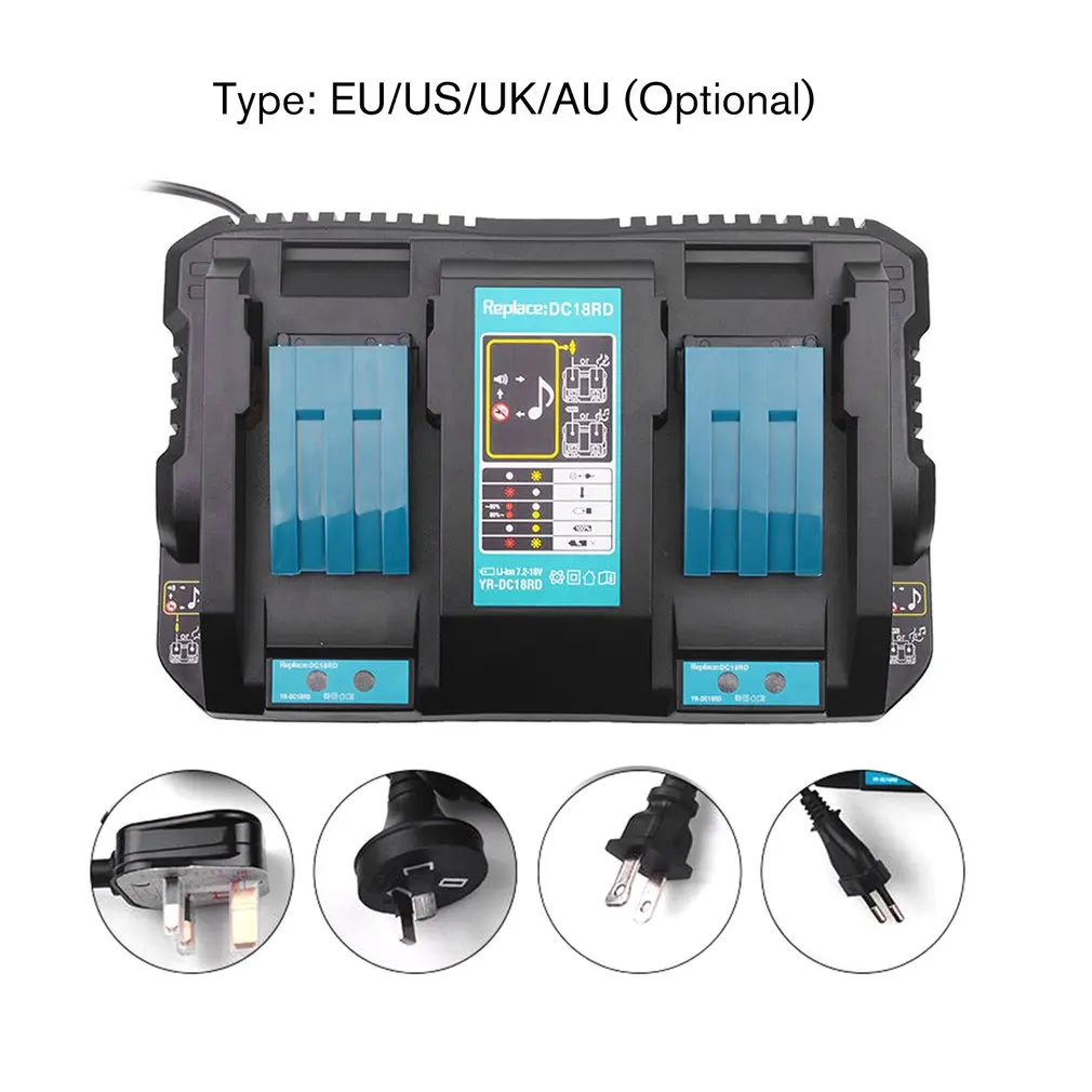 

Double Makita Li-ion Battery Charger 4A Charging Current for Makita 14.4V 18V BL1830 Bl1430 DC18RC DC18RA Power tool