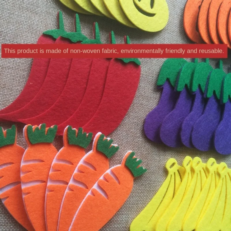 XICC Fruit Vegetables Cartoon Mixed Design Felt Craft Non Woven Patch Applique DIY Felt Pad Kindergarten Decoration Wall Sticker image 3
