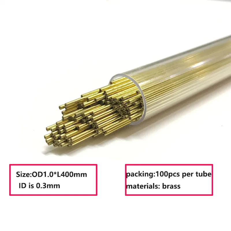 EDM Drill Hole Brass Electrode Tube OD1.0*400mm Length Single Hole ID 0.3mm for EDM Drilling Machine