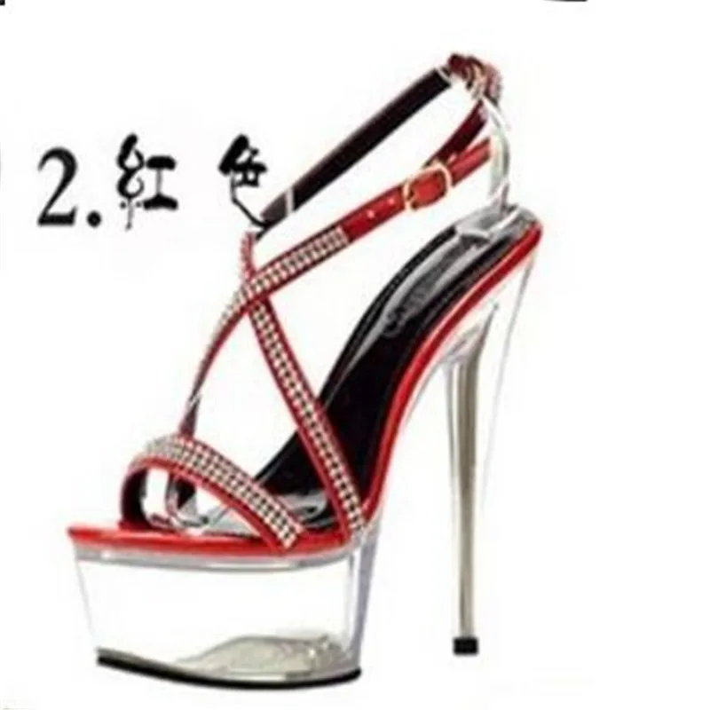 New fashion 15cm heels, black sequins, pole dancing/performance/banquet wedding sandals