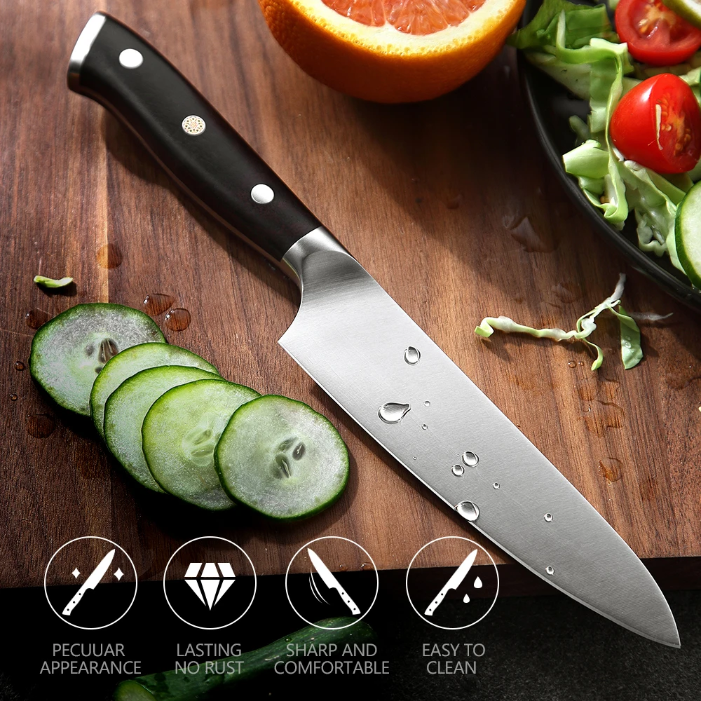 XINZUO 5\'\' Inch Utility Knife Germany 1.4116 Steel Multi Function Utility Kitchen Knives Steel Sharp Cleaver Slicing Knives