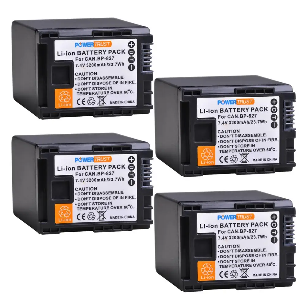 

PowerTrust 3200mAh BP-827 BP 827 Battery for Canon XA10 HG20 HG21 LEGRIA HF M300 M306 M400 M406 G10 G25 S100 S200 S21 M32 HFG20