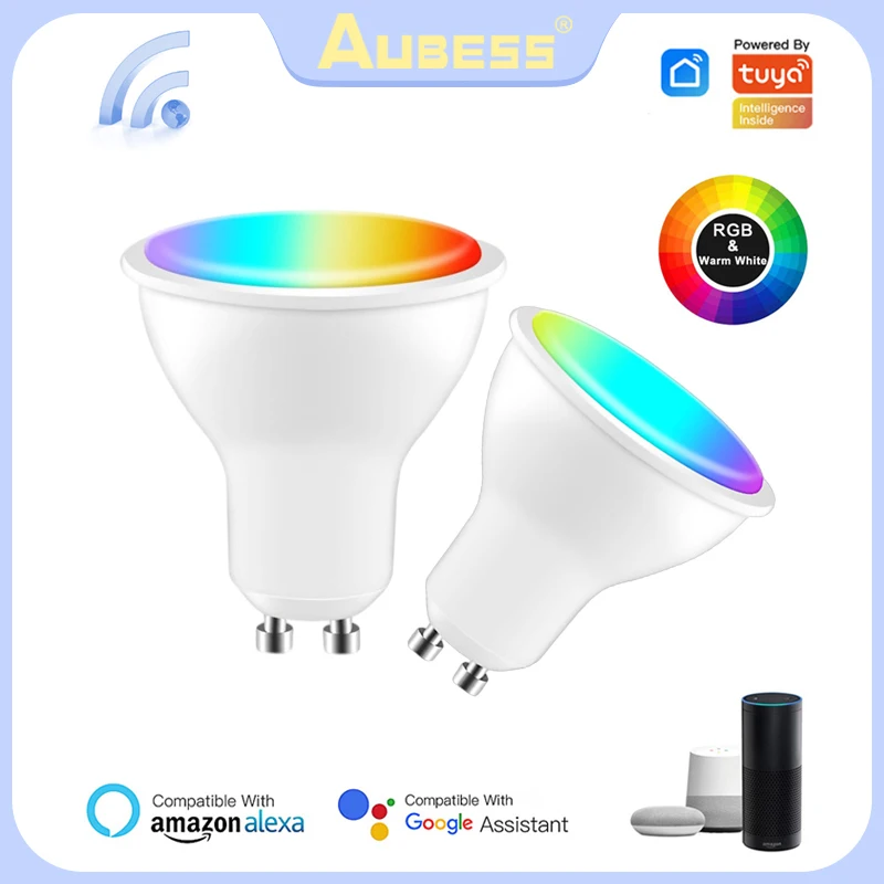 

Aubess Gu10 Wifi Smart Light Bulb 4W LED Dimmable Smart Lamp Spotlight, Work With Tuya Smart Life APP, Support Alexa Google Home