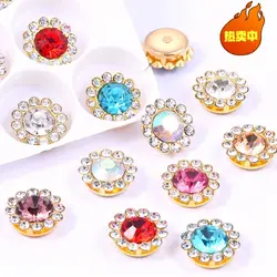 Sun Claw Cup Glass Rhinestones Strass Shiny Crystals Stones Trim Gold Base Sew on Rhinestones For Clothes DIY Sewing Accessories