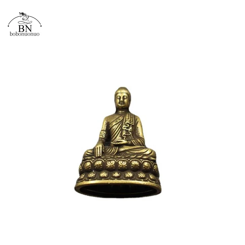 Brass Buddha Sakyamuni Statue Retro Portable Pocket Sitting Buddha Sculpture Home Decor Office Desk Decorations Ornaments