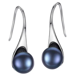 HENGSHENG Freshwater Pearl Earrings Dangle Drop 925 Sterling Silver Earrings 7-8mm Cultured Pearl Fine Jewelry for Women Girls