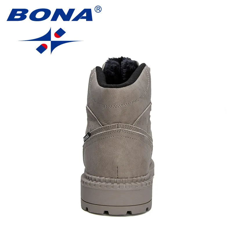 BONA 2022 New Designers Action Leather Boots Winter Super Warm Snow Boots Men Work Casual Shoes Man Plush High Top Sneakers Soft