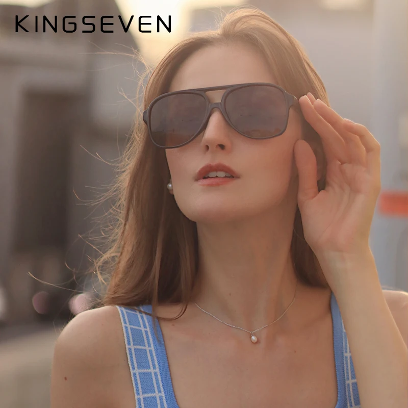 

KINGSEVEN Vintage 70s Sunglasses for Women Men Retro Pilot Large Frame Tinted Lenses Glasses UV Protection Shades