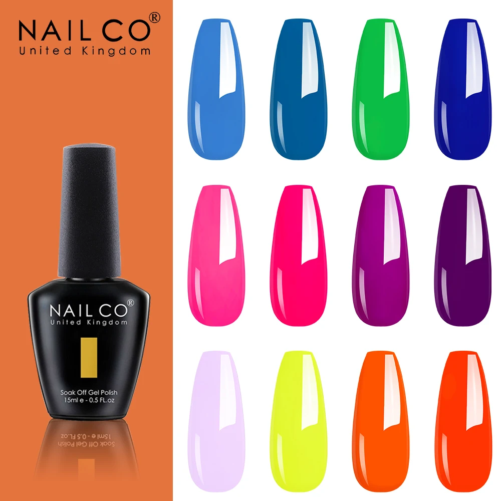 Nailco蛍光カラージェルネイルポリッシュ夏独占色uv ledハイブリッドワニス 12 色 15 ミリリットル 15 ミリリットル樹脂トップベースコート