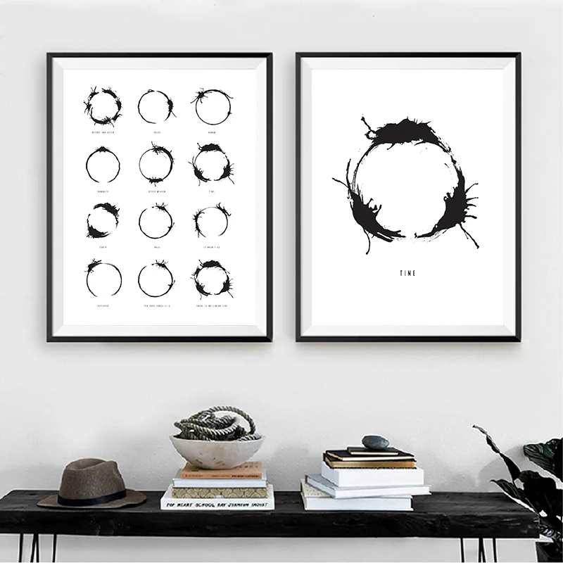 Arrival Heptapod SciFi Alien Movie Ink Painting Abstract Art Prints Black White Modern Minimal Poster Canvas Print Home Decor