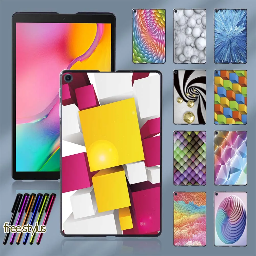 Ultra Slim Tablet Case for Samsung Galaxy Tab A 8.0 (2019) T290 T295 3D Printing Pattern Durable Protective Shell + Free Stylus