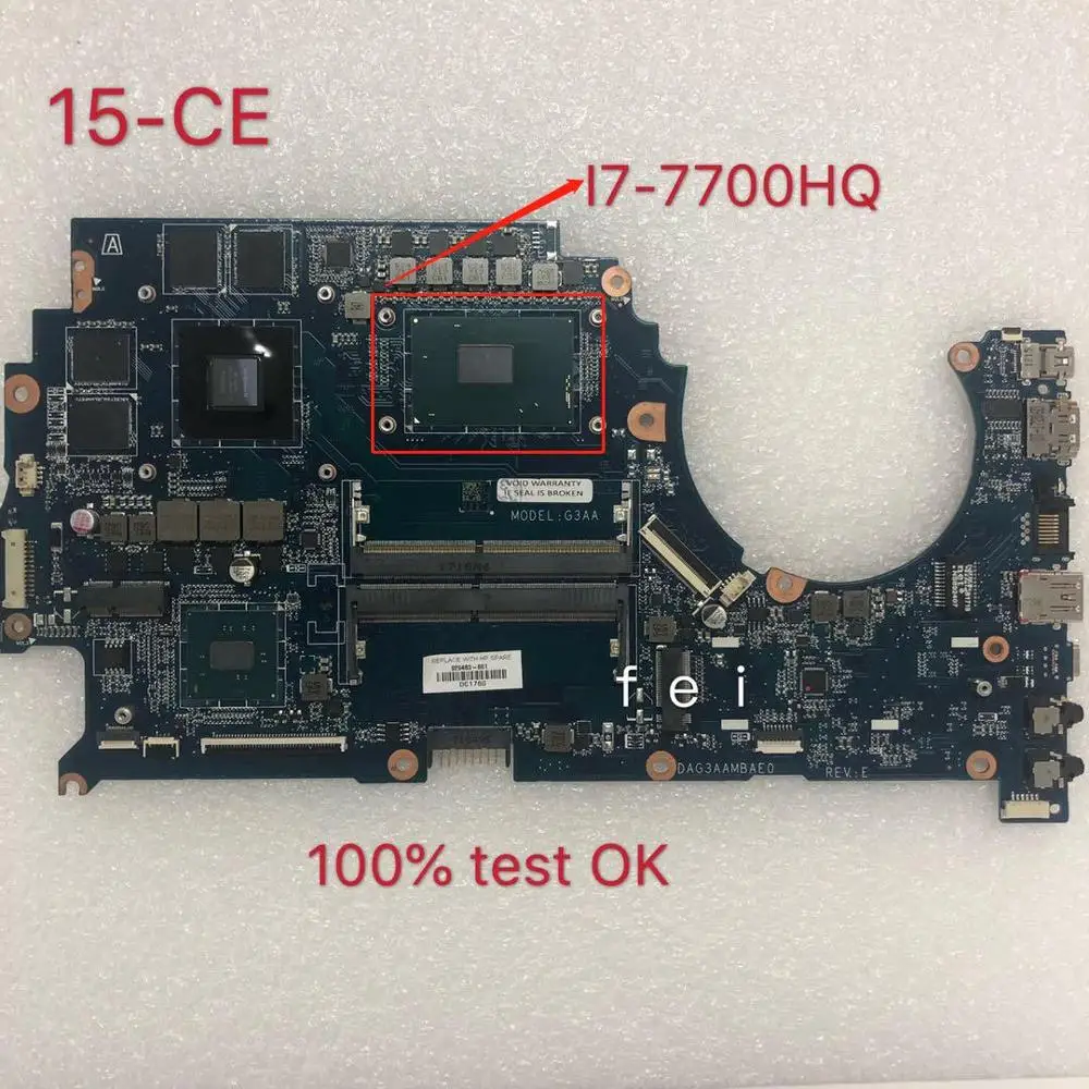 

for HP 15-ce002 15-CE Laptop Motherboard 929483-601 929483-501 929483-001 DAG3AAMBAE0 i7-7700HQ CPU GTX 1050 4 GB 100% test ok