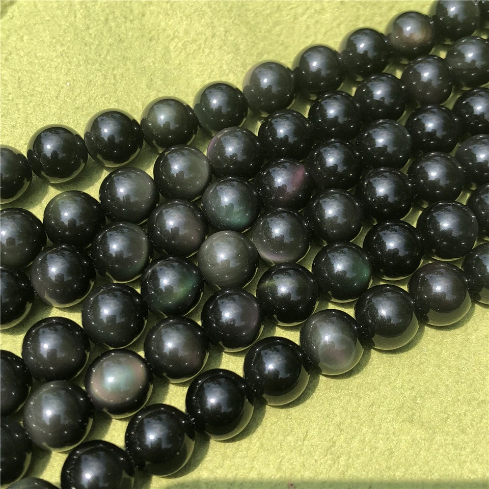 Colorful Rainbow Obsidian Beads 6-18mm Round Natural Loose Stone Diy Bracelet