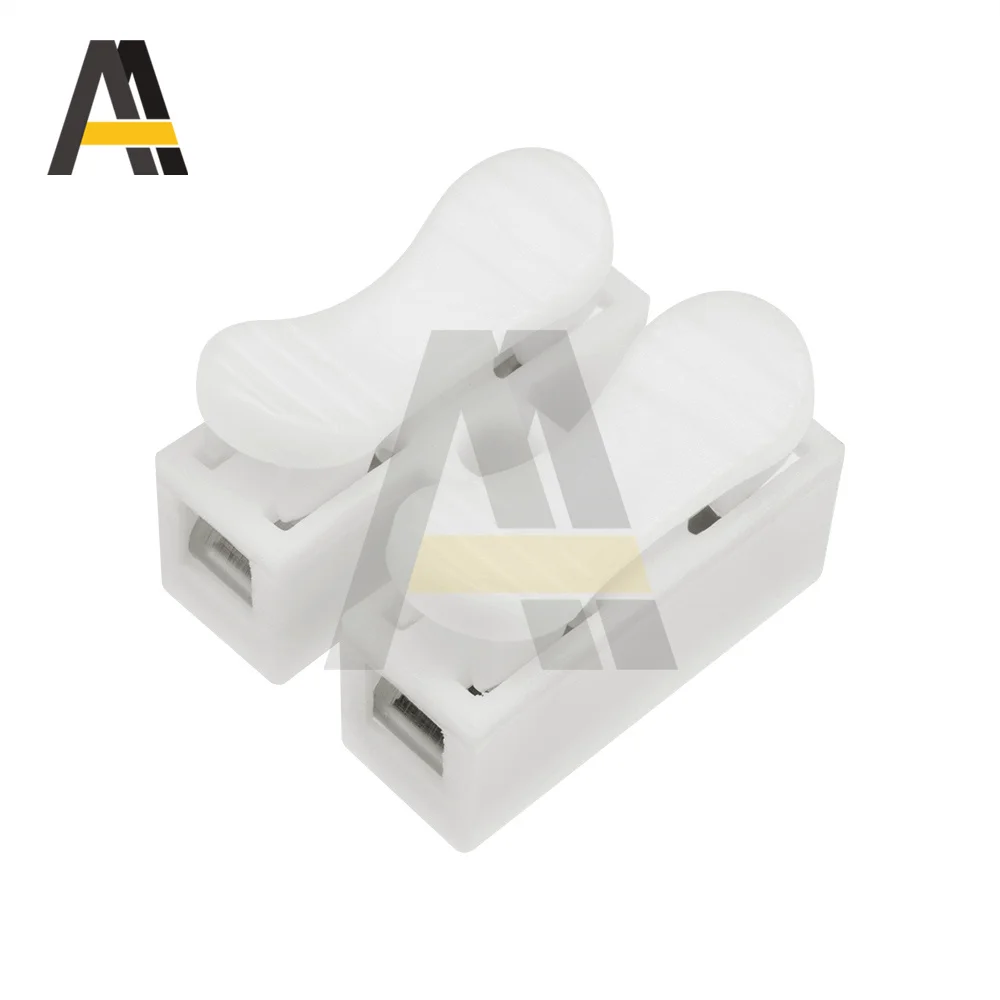 10 pces CH-2 fio da mola conector rápido 2p terminais de friso elétrico bloco de emenda cabo braçadeira fácil ajuste tira conduzida