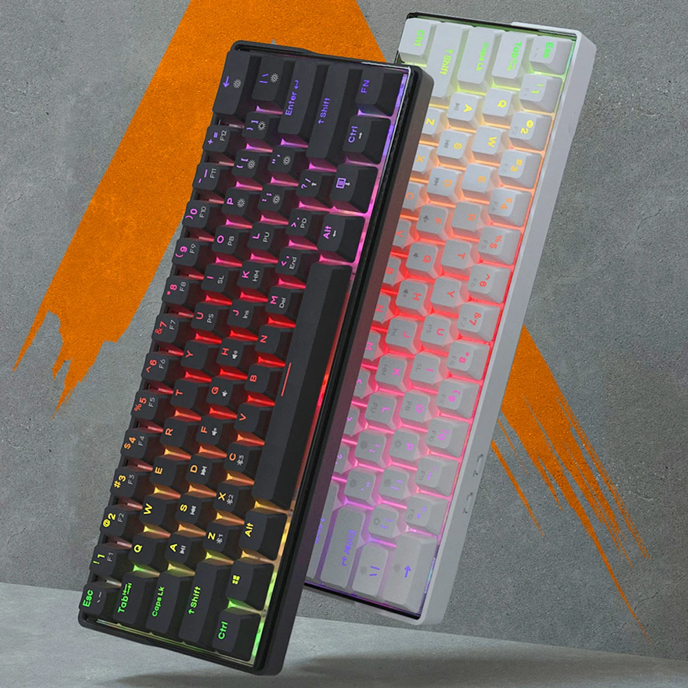 

KEMOVE 61 Key Mechanical Keyboard Switch 60% NKRO Bluetooth Dual Mode PBT Keycaps Wireless Wired Gaming Keyboard PC TABLET DK61