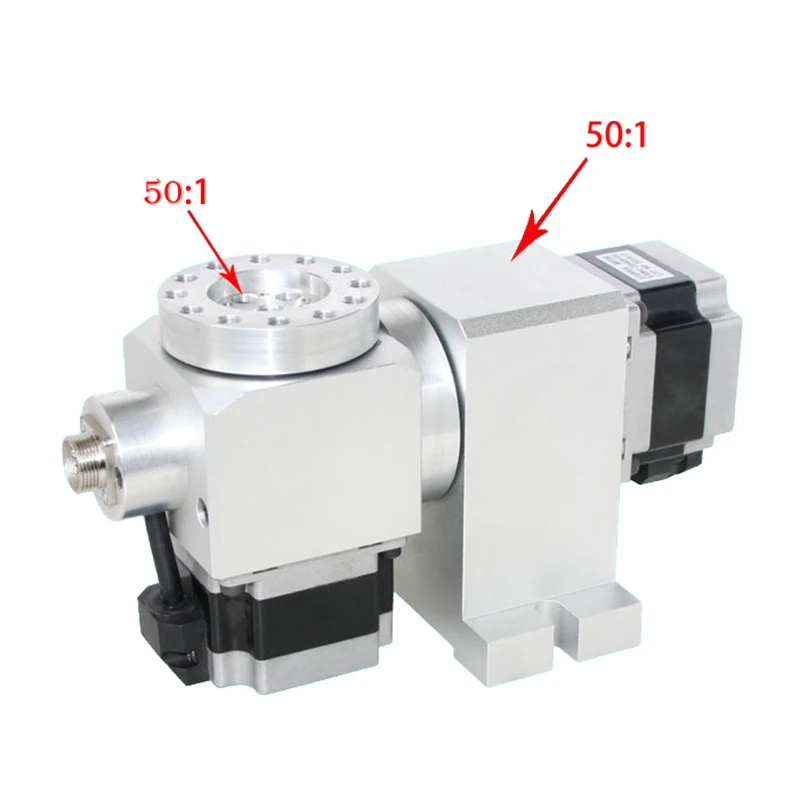 CNC 4th 5th A B Rotary Axis Harmonic Drive Reducer Dividing Head Stepper Motor NEMA 23 Speed Reducing Ratio 50:1 Milling Machine