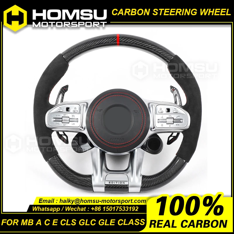 

Carbon Fiber Steering Wheel 2019+ For mercedes benz amg C43 GLC63 E53 CLS53 A220 S560 GLE63 Custom Carbon Fiber Steering Wheel