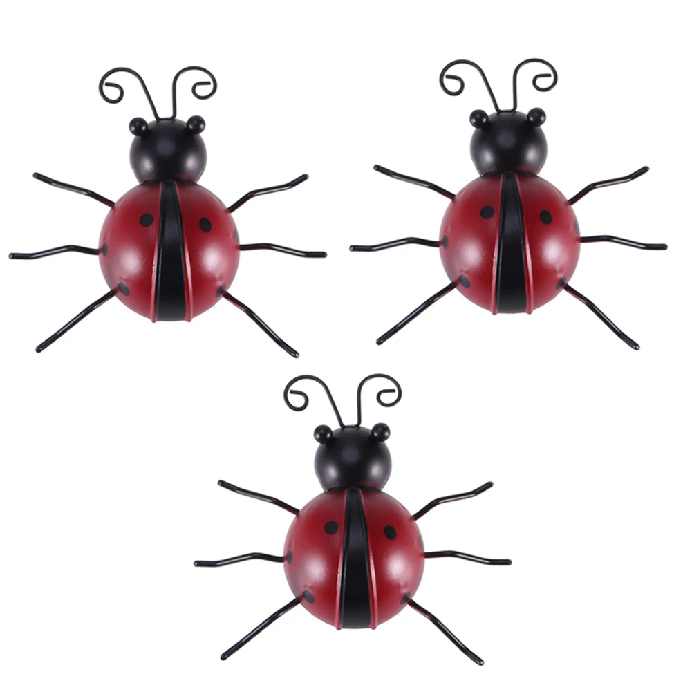 

3 Pcs Iron Ladybug Metal Wall Hanging Art Decorations Ornament for Home Garden Outdoor Statues Decorations Accessories