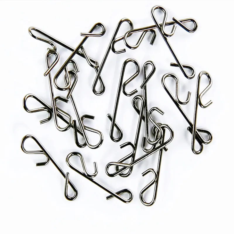 50pcs/lot Stainless Steel Fishing Snaps Fastlock Clips Safety Connector Size S-XXL Pesca Accessories Tackle For Lures Hooks