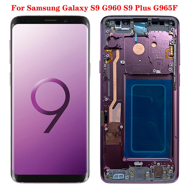 

SUPER AMOLED S9 LCD For Samsung S9 Plus LCD Screen Frame Display Assembly For S9 S9+ SM-G960F G965F LCD Screen Repair