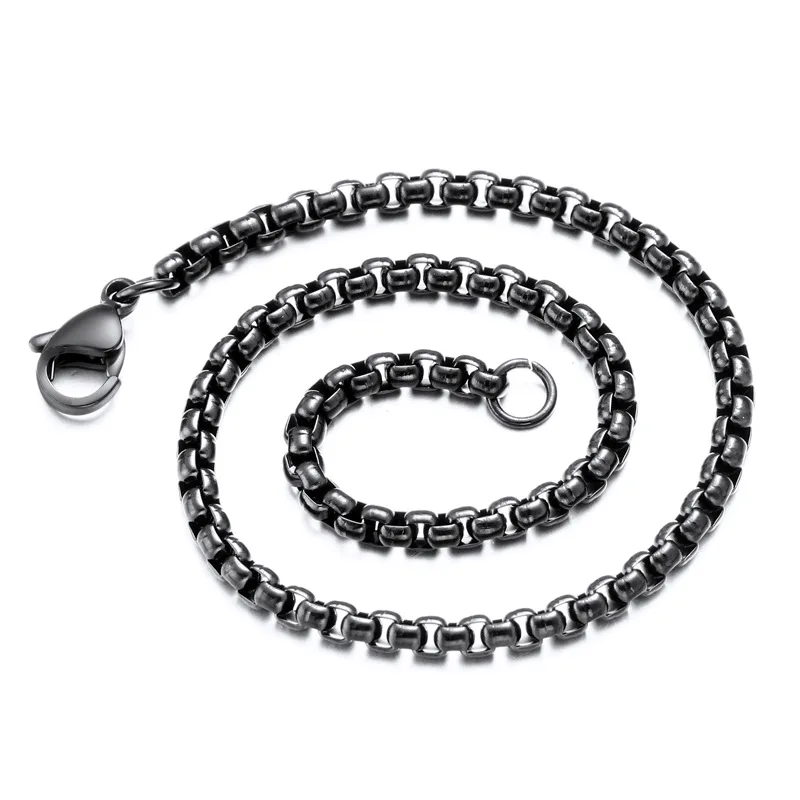 316L Stainless Steel  Basic Link BOX Long Chain Necklace DIY Punk Black Vacation Jewelry Gift Aesthetic Squid Statement Initial