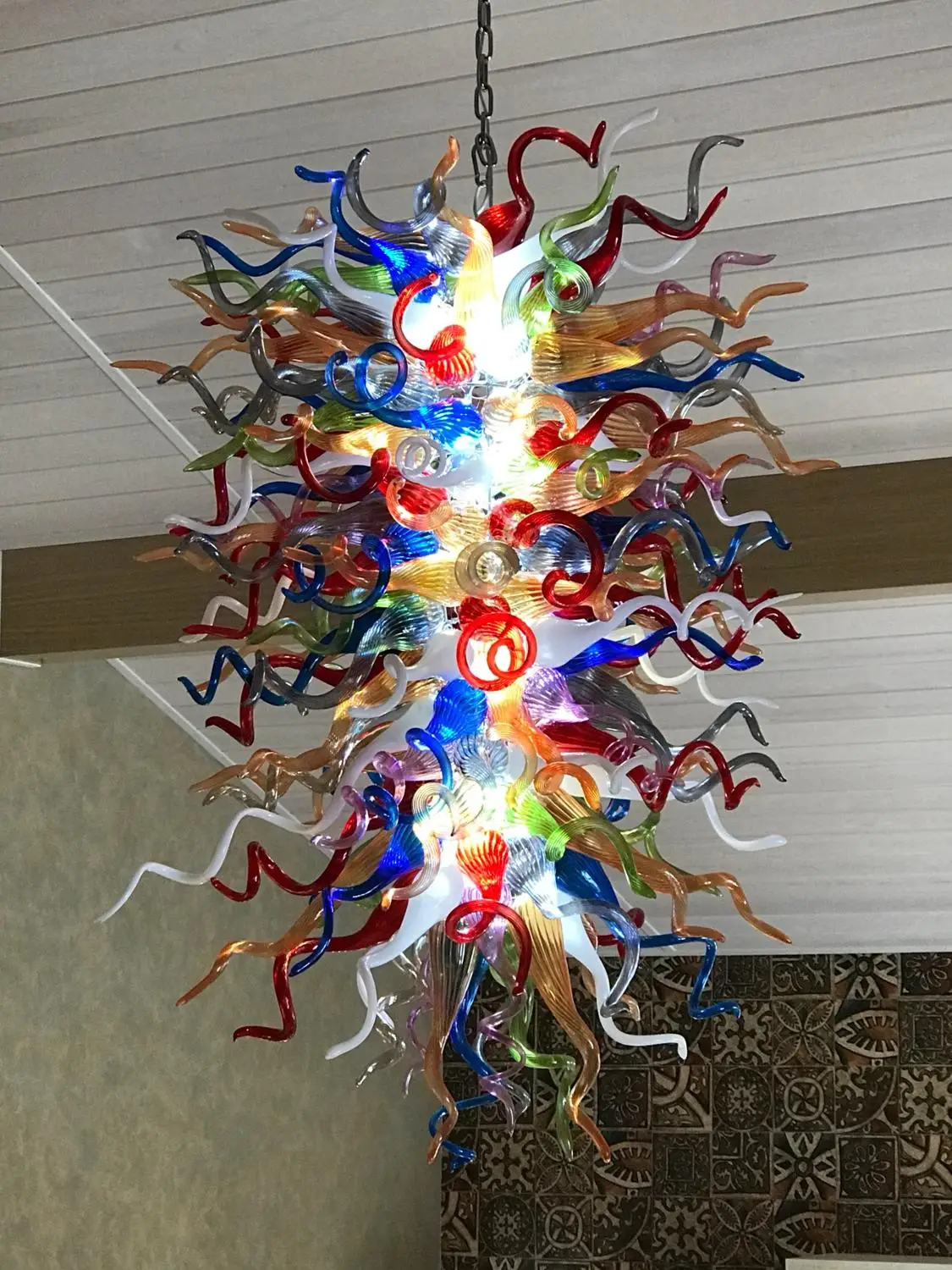 

Luxury Foyer Decor Blown Glass LED Chandeliers Colored Art Deco Murano Glass Lighting Chandelier