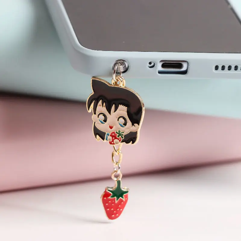 Conan Anime Dust Plug Charm Kawaii Type C Charging Port For iPhone  3.5mm Earphone Jack Plug Stopper Couple Phone Pendant