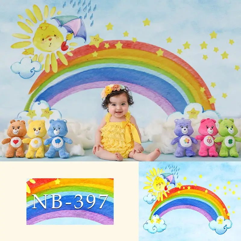 Mocsicka-Fond de photographie de nuage arc-en-ciel pour enfants, cabine de studio Smash Cake, accessoire photo pour nouveau-né, baby shower, 1er anniversaire