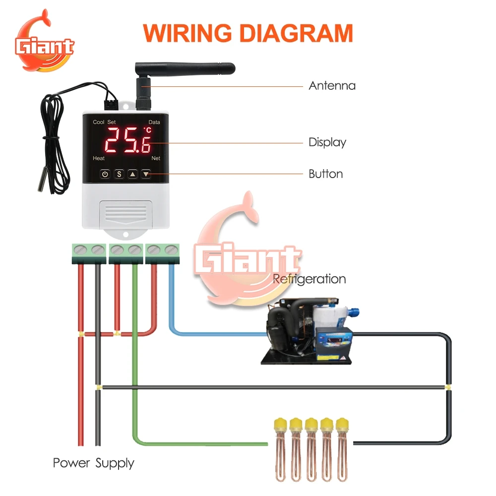 DTC1201 AC 110V 220V Thermostat NTC Sensor Digital Display WiFi Temperature Controller Electronic Digital Thermoregulator W3001