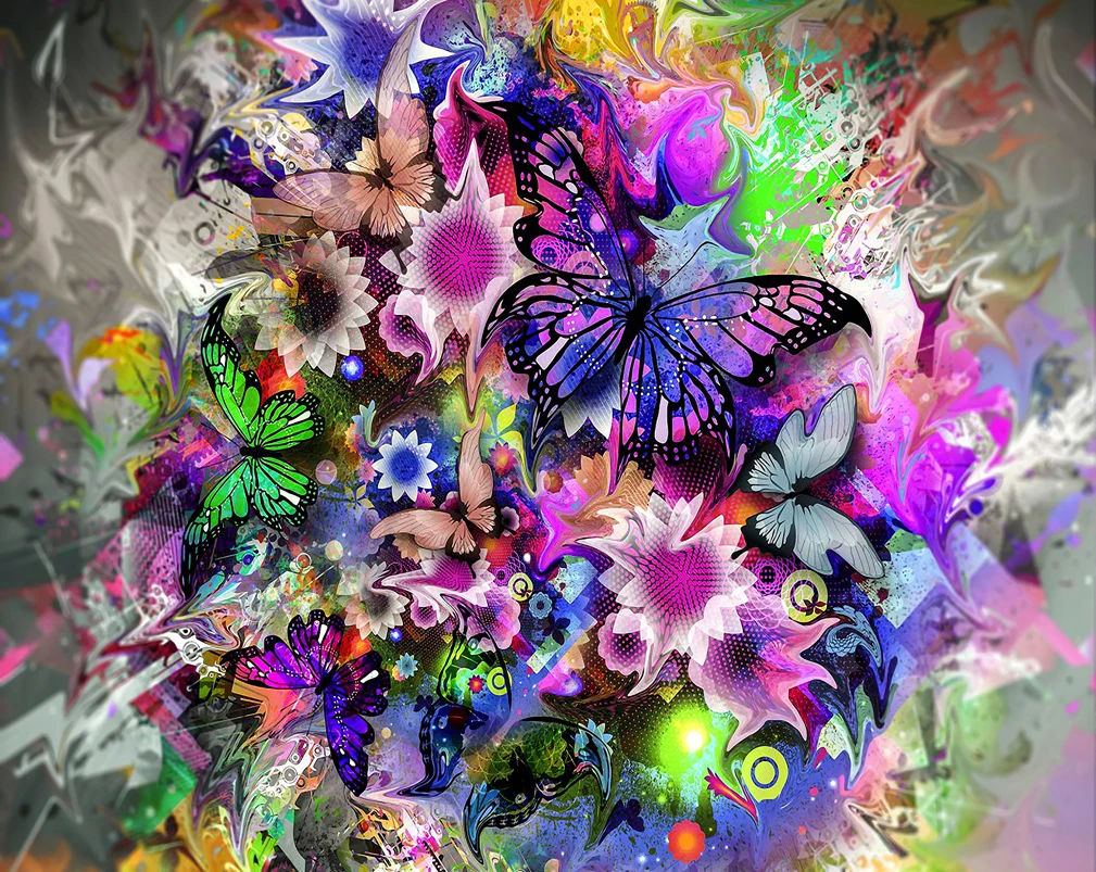 Colorful butterfly The wooden puzzle 1000 pieces ersion jigsaw puzzle white card adult children's educational toys