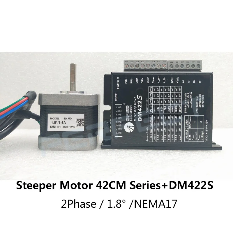 

42CM04 42CM06 42CM08 + Driver DM422S Leadshine 2 Phase 42 Series NEMA17 Step Motor Sets Input Voltage VDC18-36V