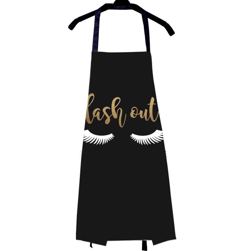 Fashion Bronzing Eyelash Pattern Grafted false eyelash Apron Women Adult Home Cooking Baking Cleaning Aprons Bibs Kitchen tools