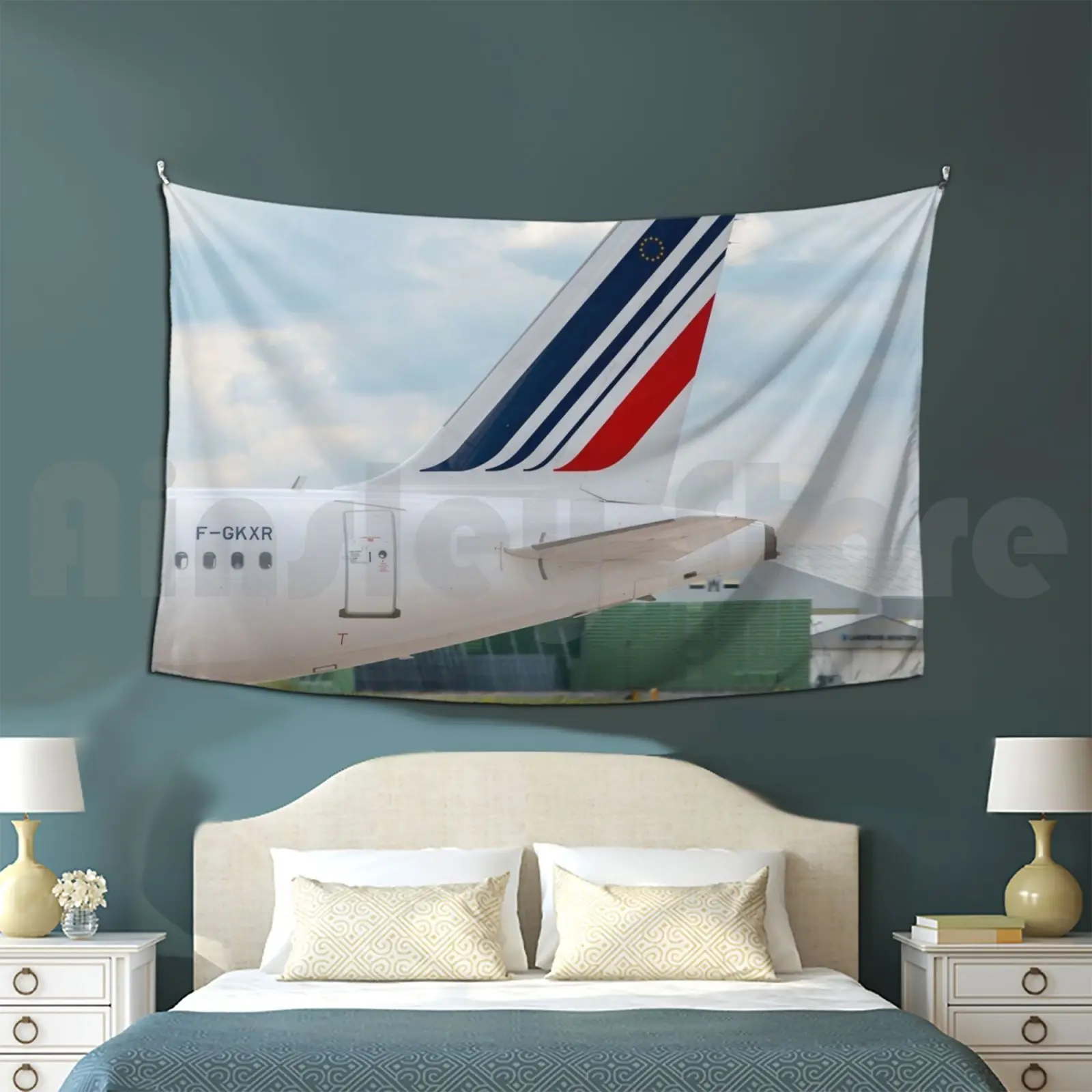 Air France Airbus A320 Tail Livery Tapestry Living Room Bedroom A320 Fly France Travel Tail Jumbo Business Airbus Livery Jet