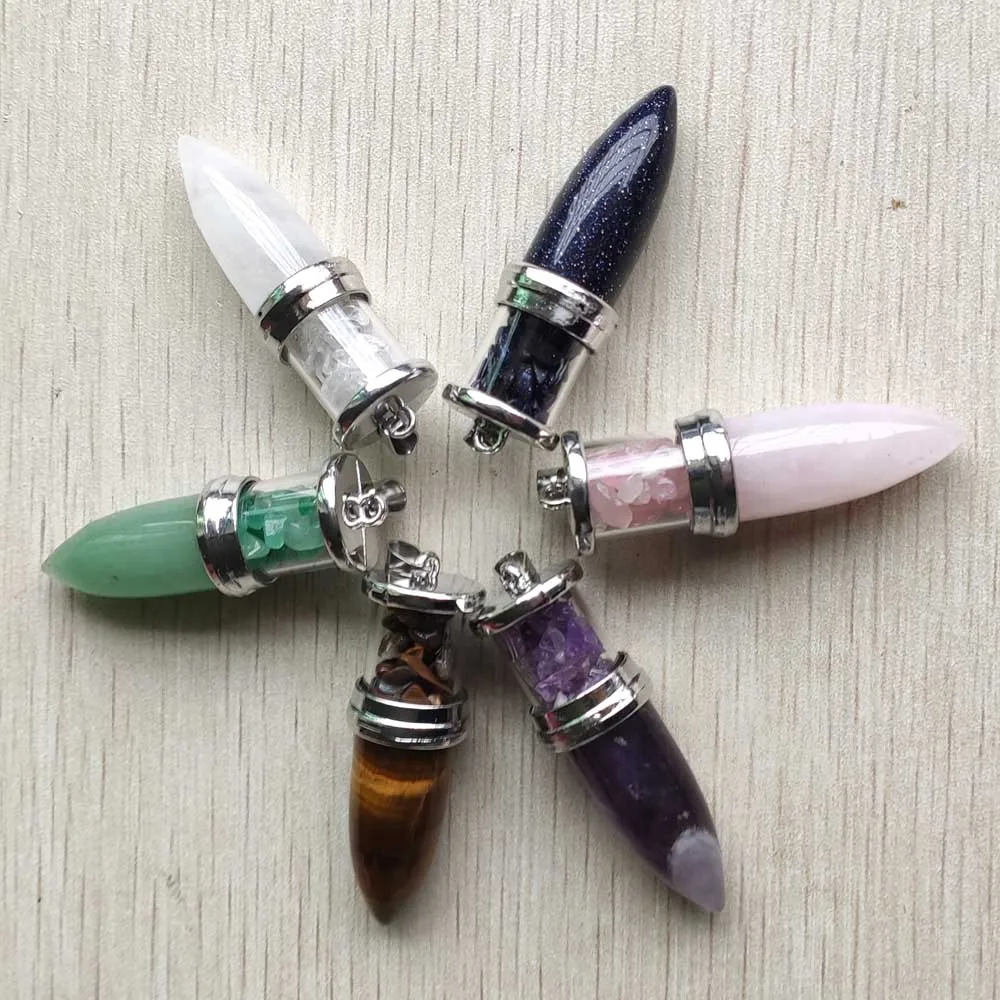 

Mix Natural stone Wishing Bottle Cone Reiki Pendulum Pendants for Women Men jewelry 6pcs/lot wholesale free shipping