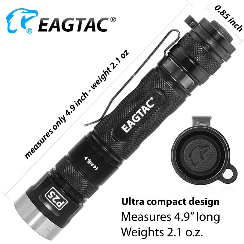 EAGTAC P25LC2 XML2 Ultra Bright Super Powerful Tactical Flashlight LED Torch 18650 CR123A Battery 365nm 395nm UV Nichia 219C