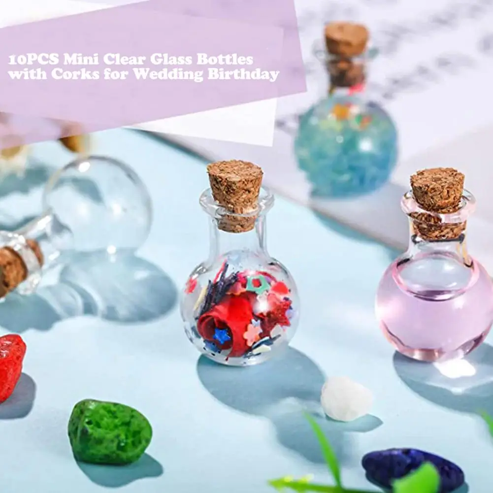 10PCS/set Mini Clear Glass Bottles Small Vials Cork Clear Drifting Bottles With Corks For Wedding Birthday Party Supplies