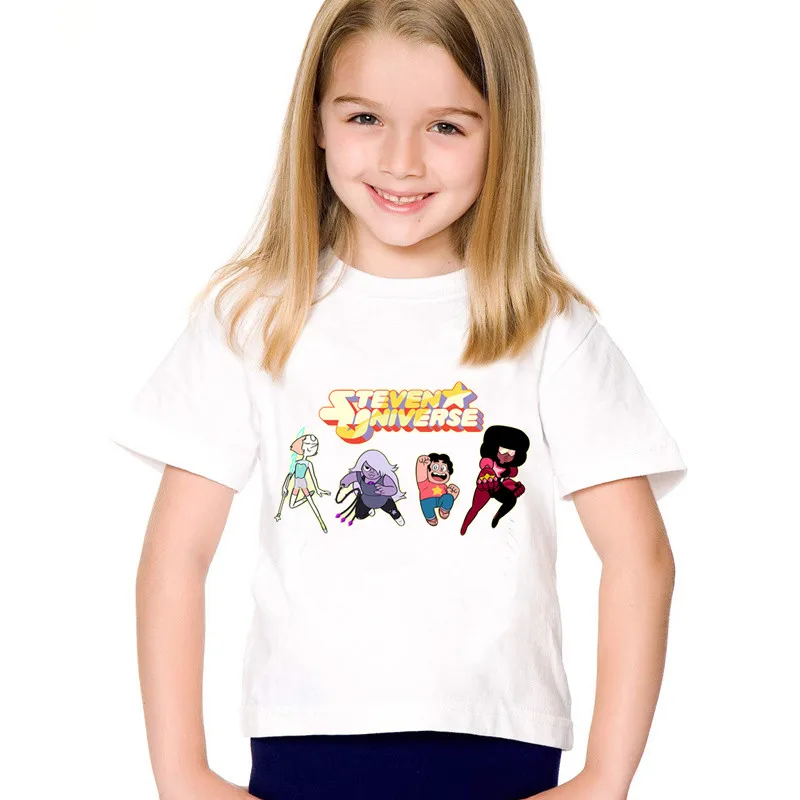 

Cartoon Print Steven Universe Children Funny T-shirts Kids Summer Short Sleeve Tees Boys/Girls Casual Tops Baby Clothing