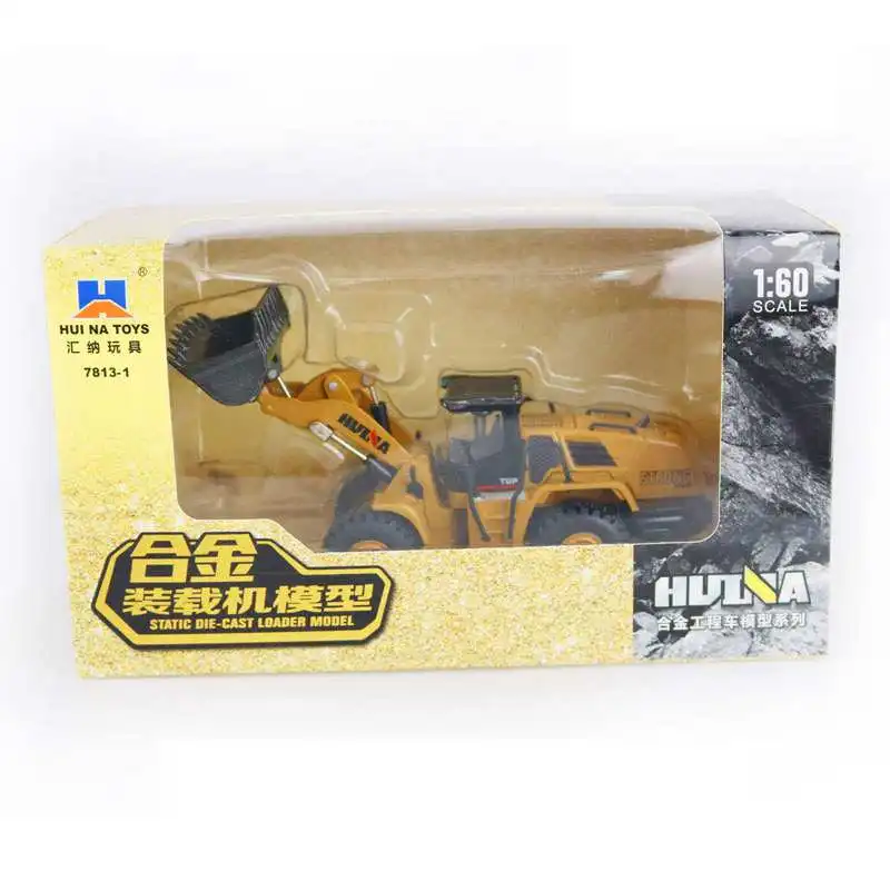 Huina High Simulation 1:60 Alloy Wheel Loader Loading Machine Model Movable Joint Boys Children New Year Kid Christmas Gift Toys