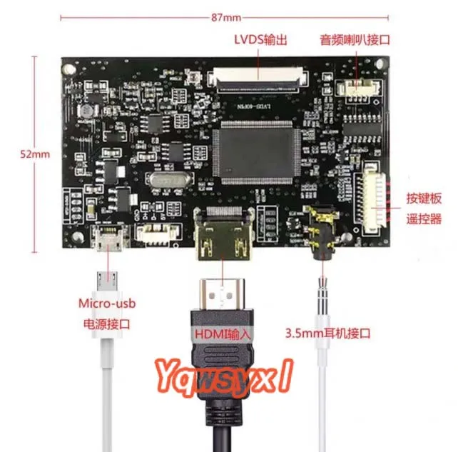 Yqwsyxl LCD TTL CONTROLLER BOARD HDMI สำหรับ LCD ความละเอียดหน้าจอ 1024*600 Micro USB 40 Pins จอแสดงผล LCD