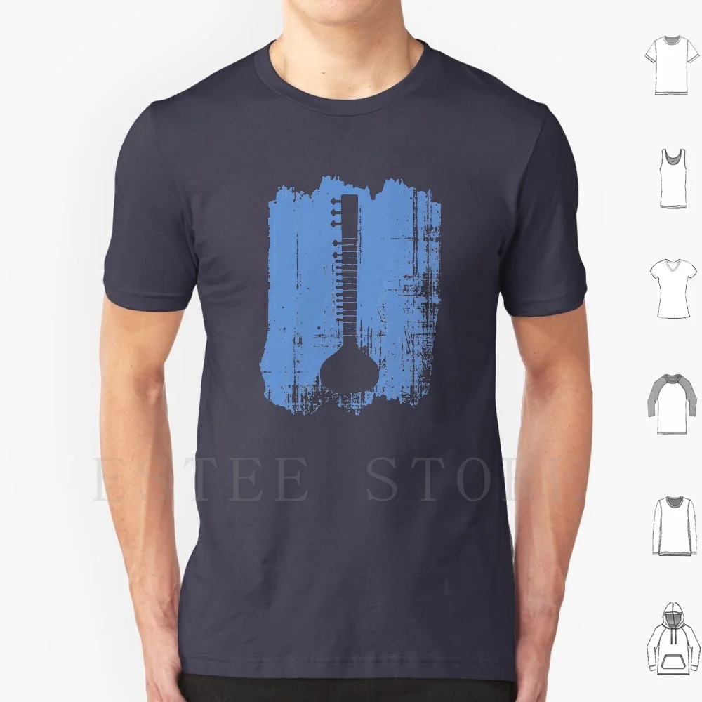 Indian Sitar T Shirt Print Cotton Idea Ukulele Musical Banjo String Instrument Sitar Guitar Music Musical Instrument Music Club