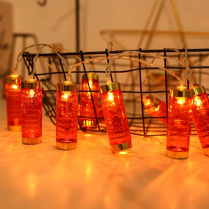 Spring Festival Simulation LED Firecracker String Lights Festive Holiday Wall Decoration New Year Red String Lights Firecracker