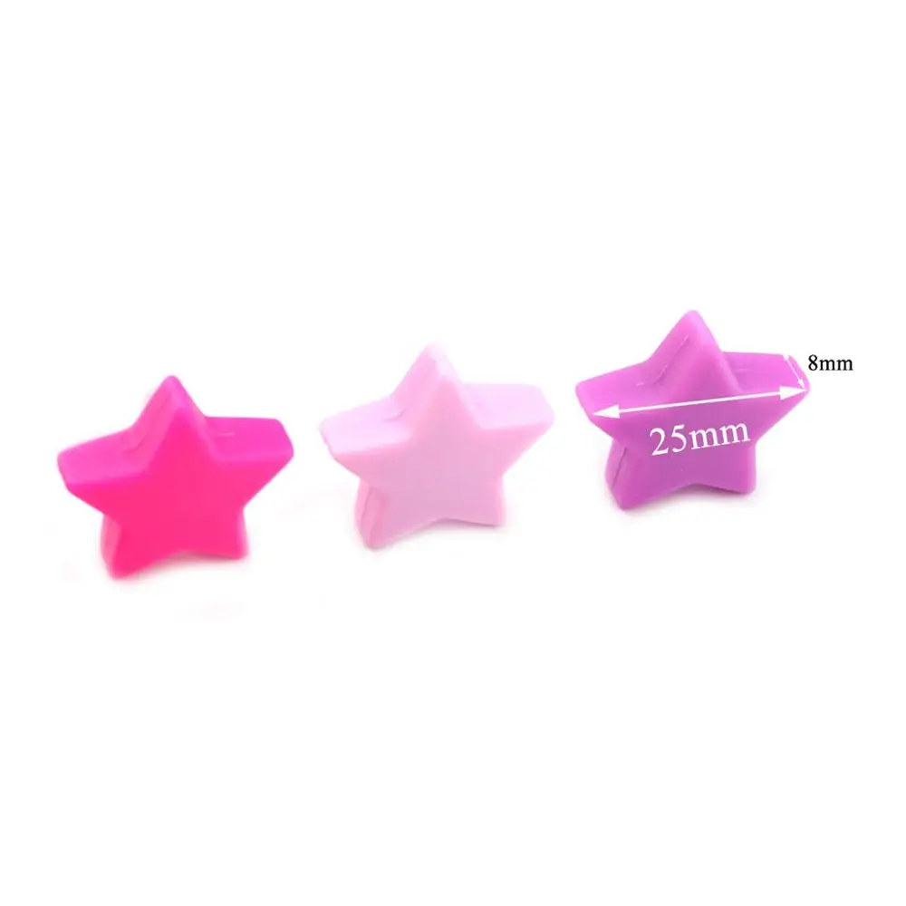 Sutoyuen 25mm Large Star Silicone Beads Can Chew 50pc Pink Series Teething Accessories DIY Nursing Necklace Bracelet Toys Beads