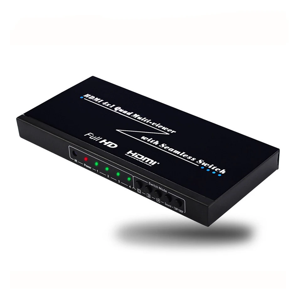 HDMI Multiviewer 4X1 Quad Multi-Viewer Splitter with Seamless Switcher IR Control Output resolution up to 1080p