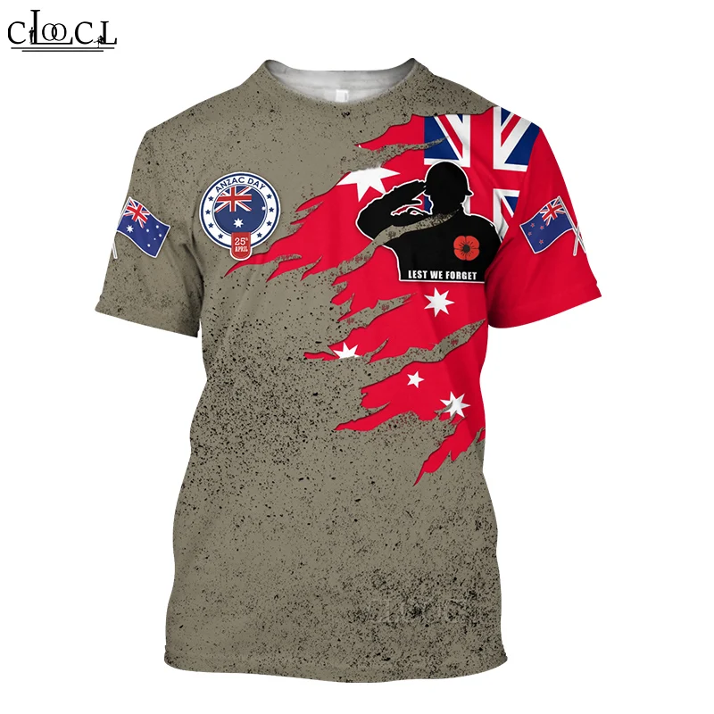HX Newest Popular Anzac Day T Shirt 3D Print Fashion Harajuku Streetwear Pullover Tops Oversized Clothes Drop Shipping