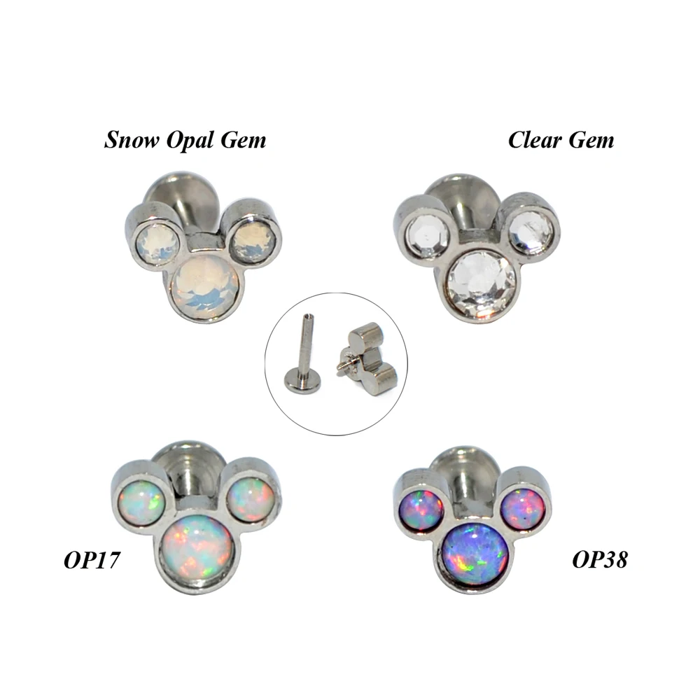 1 PC G23 Titanium and Surgical Steel&Opal Stone Gem Labret Monroe Lip Stud Ring Ear Helix Tragus Cartilage Earring Body